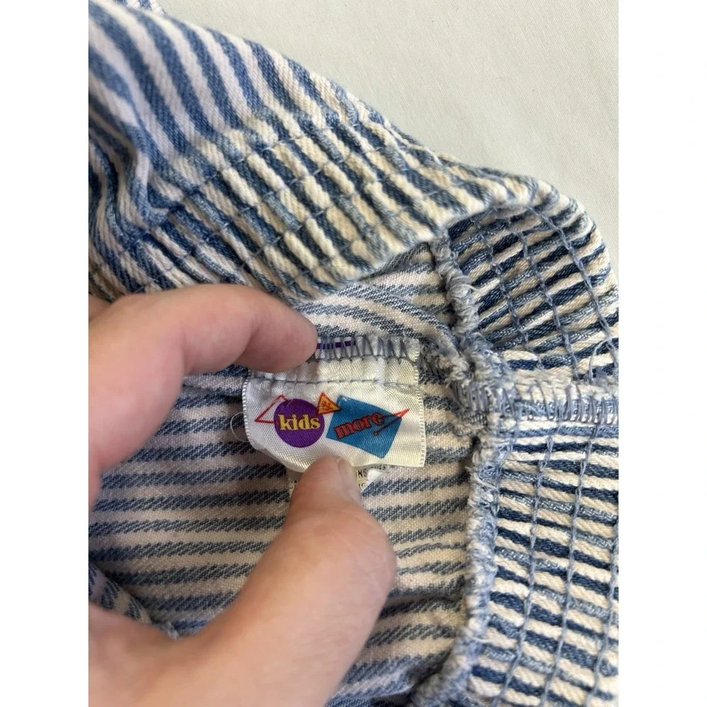 Vintage 90s Kids & More Size 3 Blue White Stripe Pants Made USA Toddler